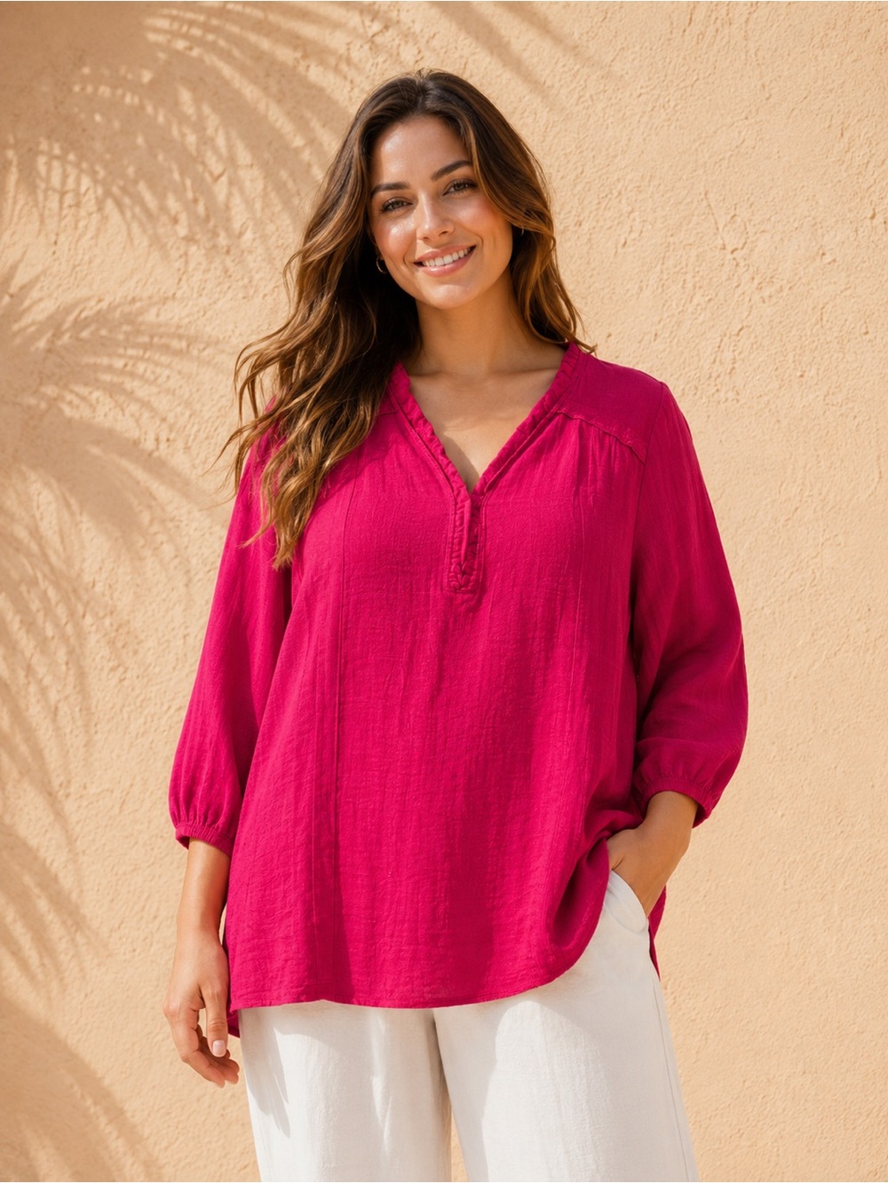Counterparts Fuchsia V-Neck Tunic Top